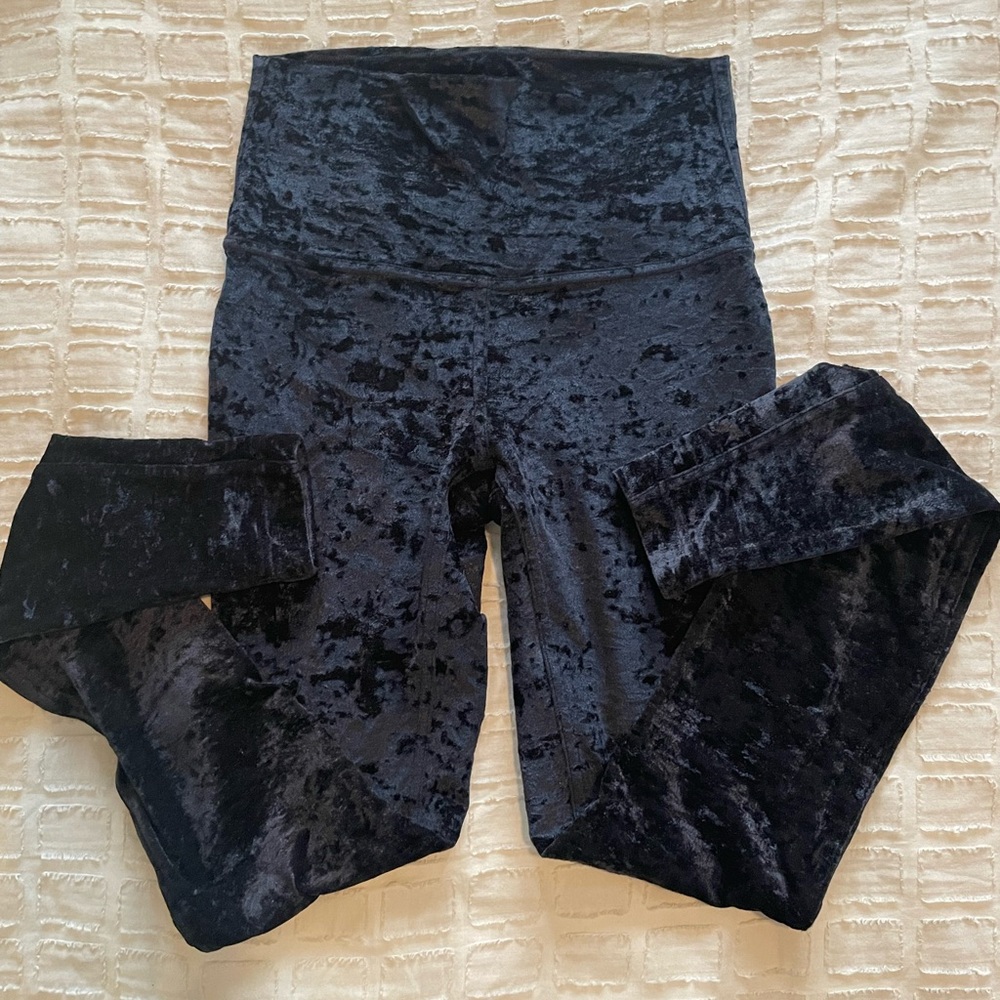 Black crushed velvet lululemon leggings